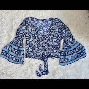 Women’s tie up bell sleeve top